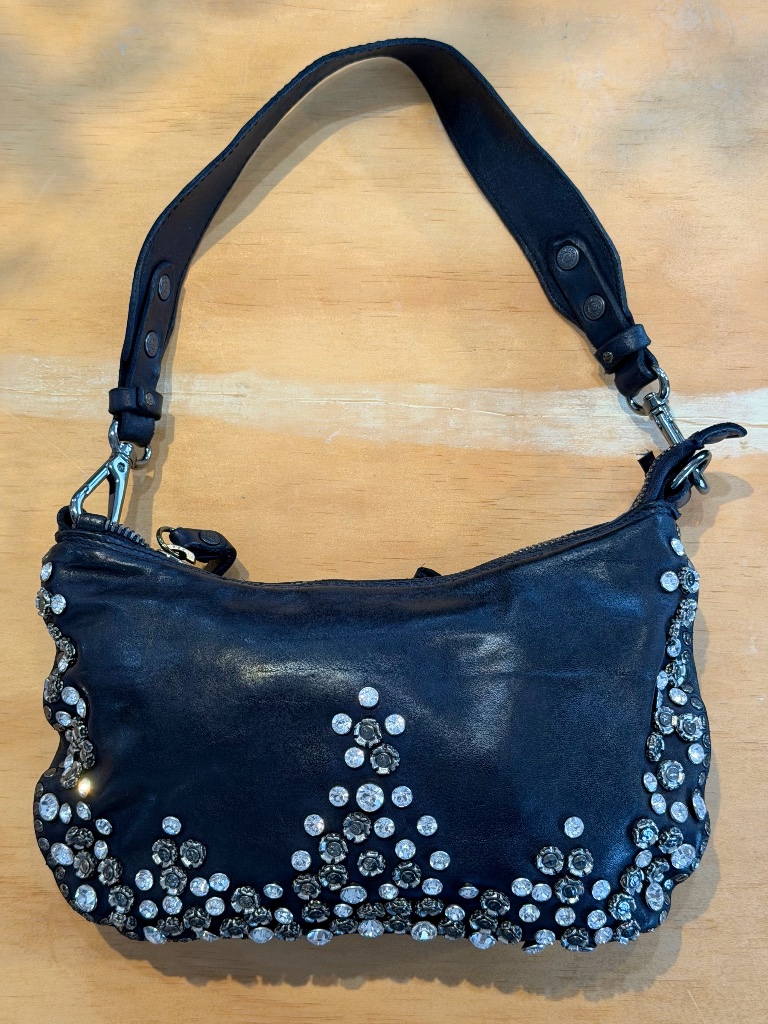 Campomaggi Leather Studded & Embellished Shoulder Bag In Blue